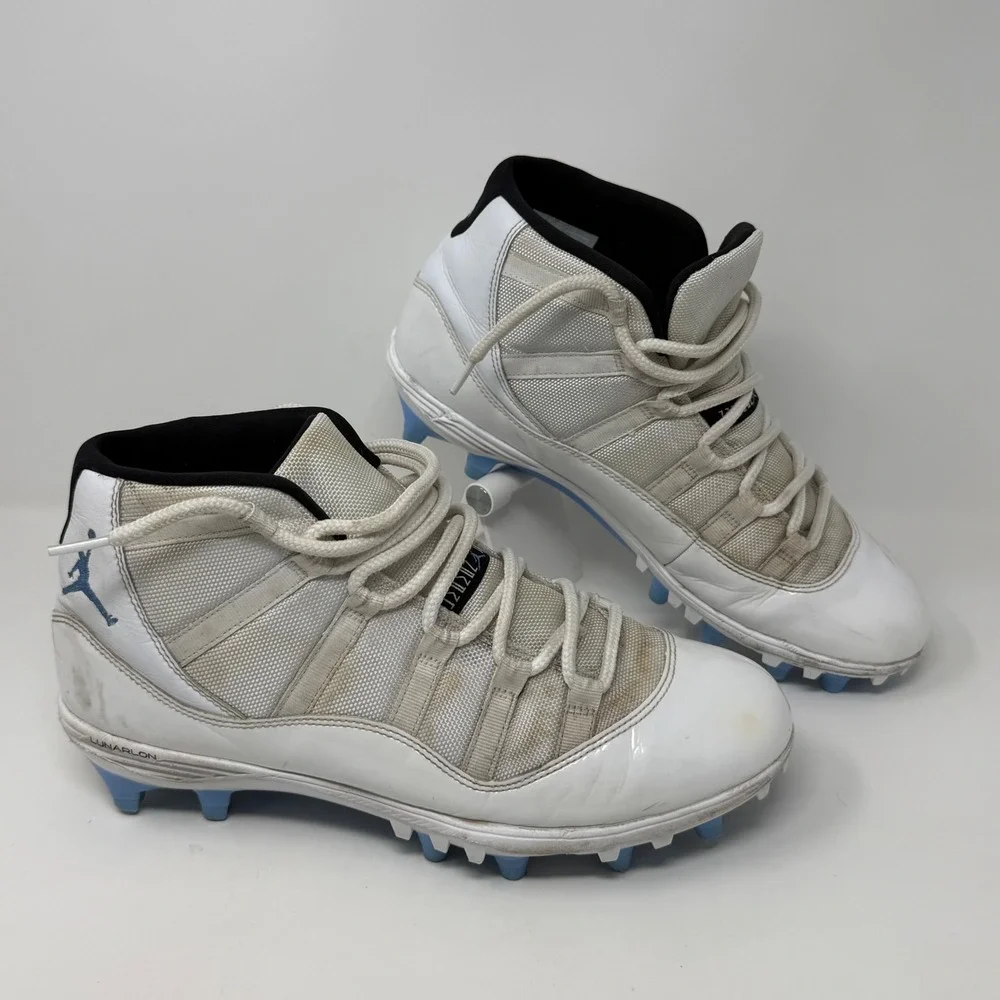 Jordan 11 Retro TD Football Cleats White Columbia Blue AO1561-117 Mens 11.5